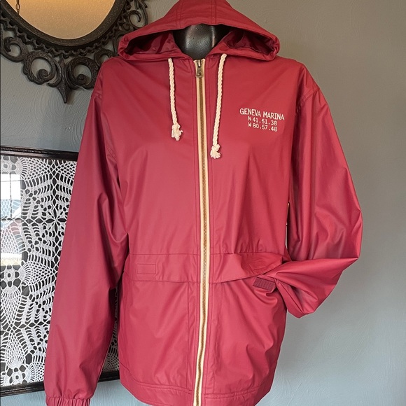 Weatherproof Jackets & Blazers - Red Hooded rain Jacket
